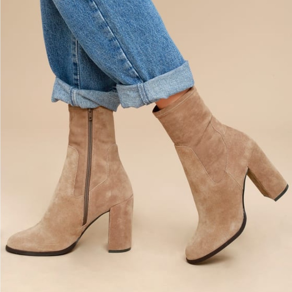 CHINESE LAUNDRY Charisma Mink Brown Suede Leather Mid-Calf Boots